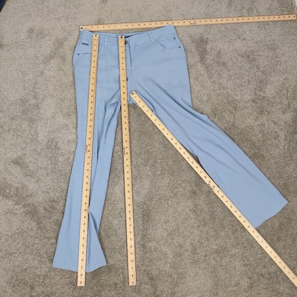 Autograph Women's Straight Pants Size L Blue Linen Viscose Resortwear Outerwear - Picture 6 of 10